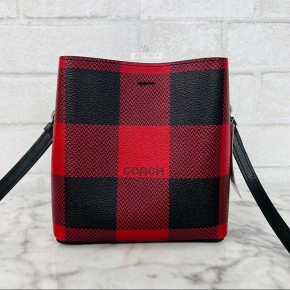 Coach Mini Town Bucket Bag Crossbody With Buffalo Plaid Print - Picture 3 of 10